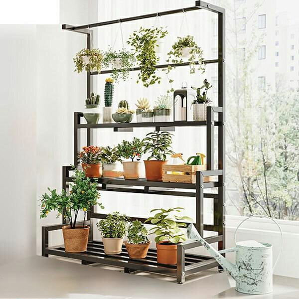 ガーデンラック フラワースタンド 屋外 室内 観葉植物 盆栽棚 スタンド 植木鉢台 花置き棚 植物スタンド 風通しいい 棚 錆びない 収納｜exit