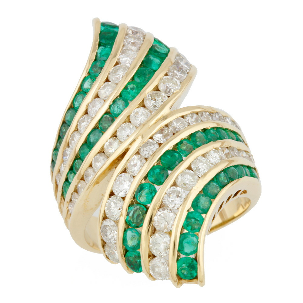 送料無料 レディースジュエリー アクセサリー 中古 大振り K18 18金 リング 指輪 ダイヤモンド D2 27 エメラルド 大振り 15号 おしゃれ 18金 ギフト かわいい ゴージャス K18ゴールド メンズ レディース プレゼント 日本専門店