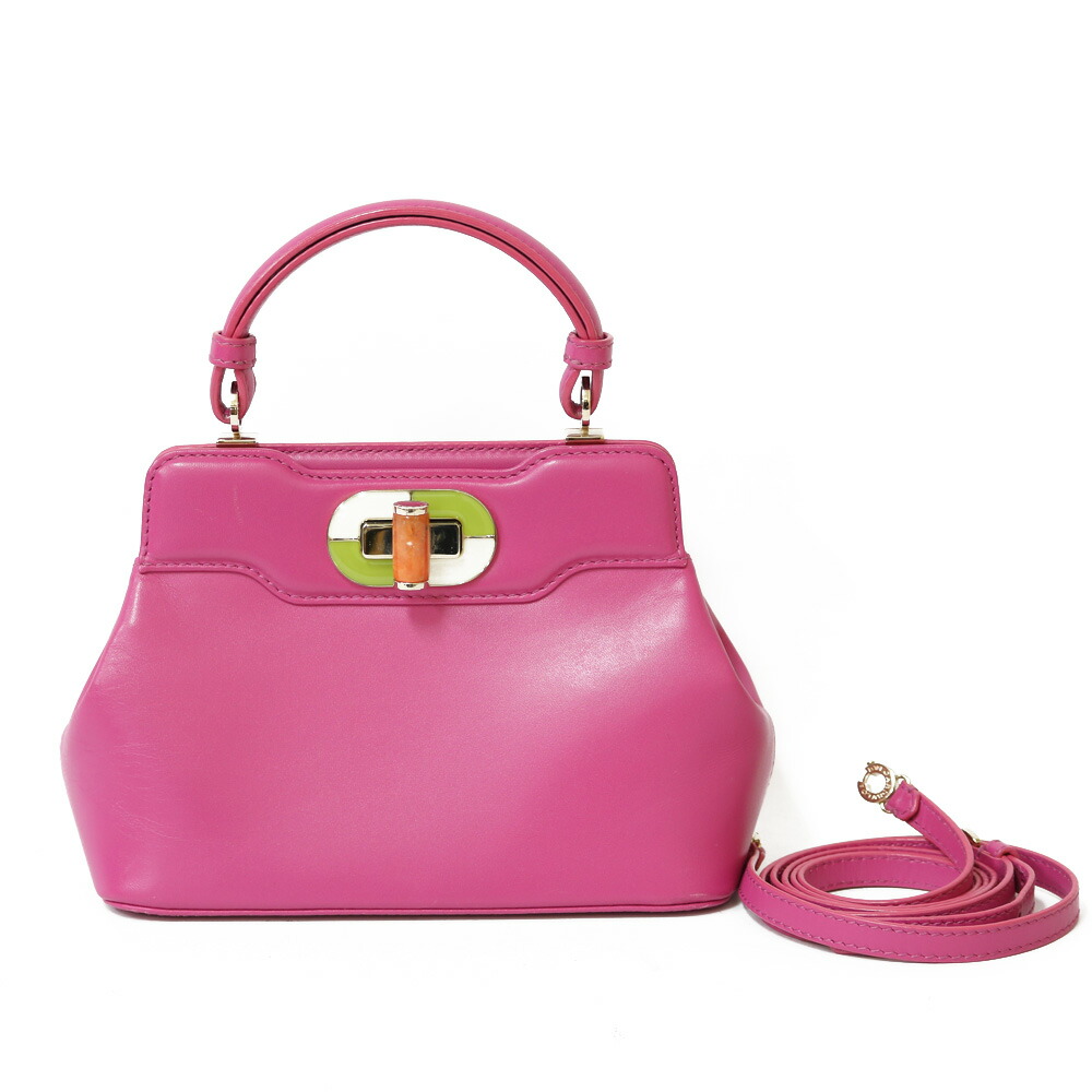 中古 Bvlgari ブルガリ ショルダーバッグ ハンドバッグ ピンク ピンク レディース おしゃれ かわいい おすすめ ギフト プレゼント レザー Bim Mozago Com