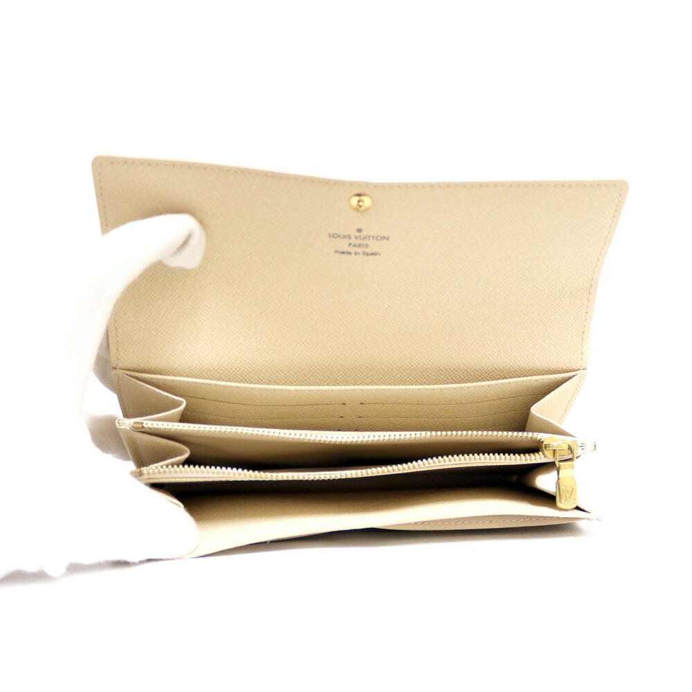 送料無料 中古 Louis Vuitton ルイ ヴィトン Lv ダミエアズール 長財布 小銭入れ付き ポルトフォイユ サラ N ホワイト アズール 白 レディース おしゃれ かわいい おすすめ ギフト プレゼント レザー Bim Av Drop Com