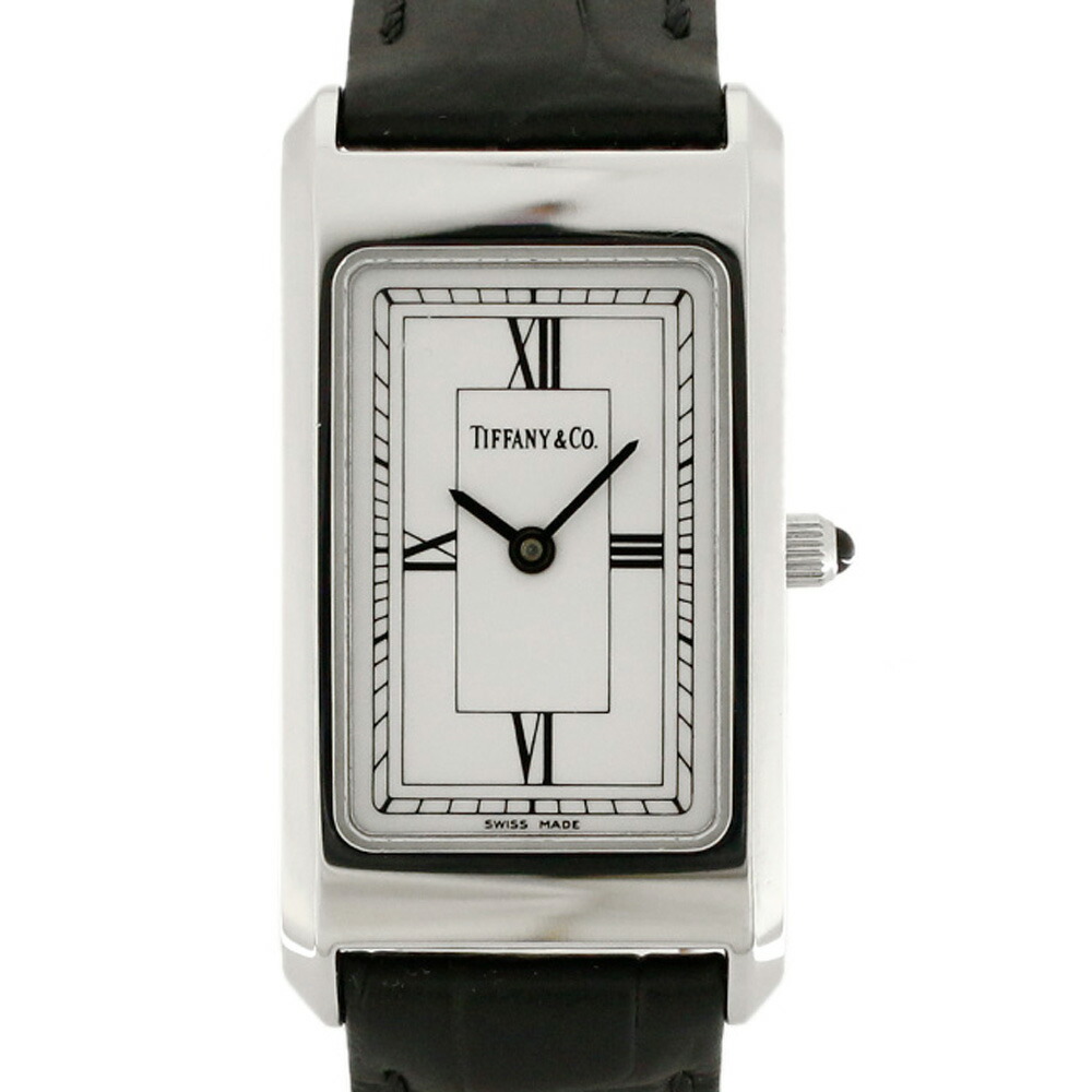 送料無料 中古 Tiffany Co ティファニー Ss 腕時計 ローマ数字 レクタンギュラー ブラック ホワイト シルバー レディース おしゃれ かわいい おすすめ ギフト プレゼント ステンレススチール レザー Bim Sfeah Com