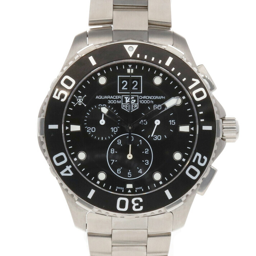 楽天市場 送料無料 中古 Heuer タグホイヤー Ss 腕時計 ワンピース コラボ 限定250本 クロノグラフ アクアレーサー Can1012 シルバー ブラック メンズ おしゃれ かっこいい おすすめ ギフト プレゼント ステンレススチール Sh Bim ｒ ｋ リサイクルキング