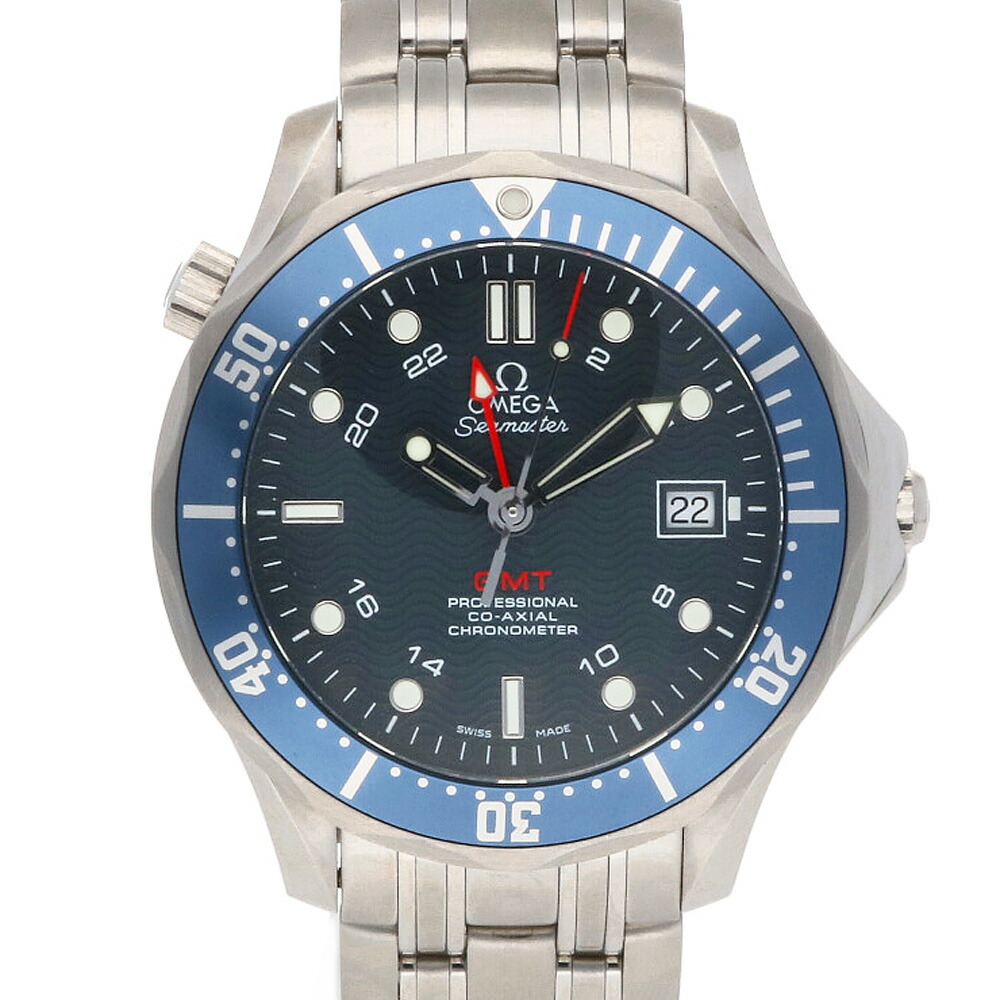 送料無料 中古 Omega オメガ Ss 腕時計 シーマスター Gmt シルバー ブルー メンズ おしゃれ かっこいい おすすめ ギフト プレゼント ステンレススチール Sh Bim Maf Gov Ws