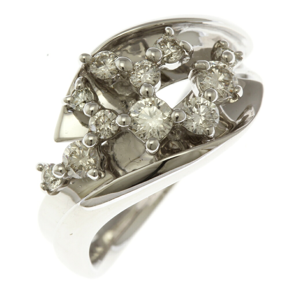 リング 指輪 12号 大ぶり 18金 K18ホワイトゴールド ダイヤモンド 0.52ct レディース 中古