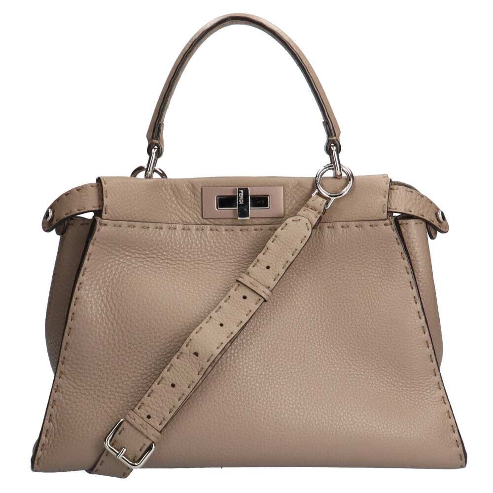 フェンディ ピーカブー セレリア ショルダーバッグ フェンディ カーフ 8BN290 グレー レディース FENDI 中古2way