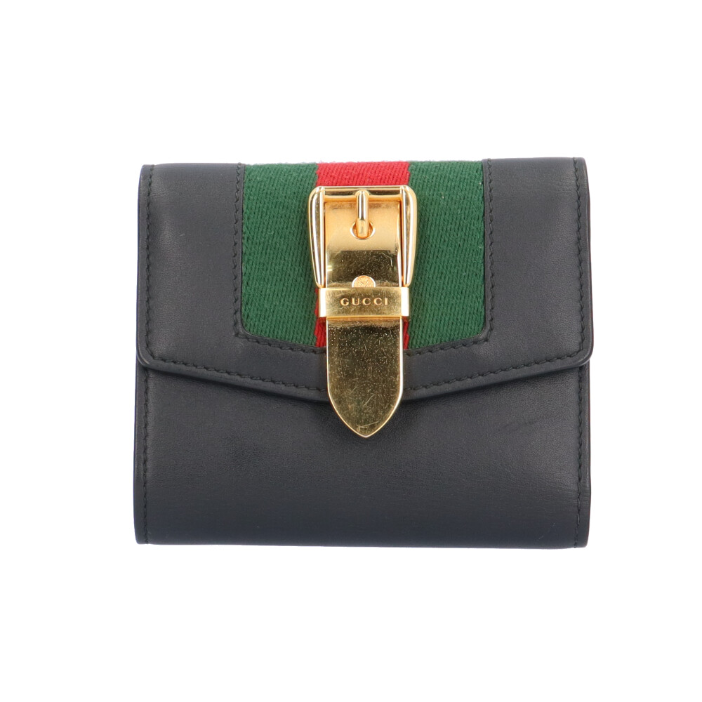 グッチ シルヴィ シェリー酒伝達ルート 三つ折り紙入れ グッチ なめし革 476081 レディース  GUCCI  中古