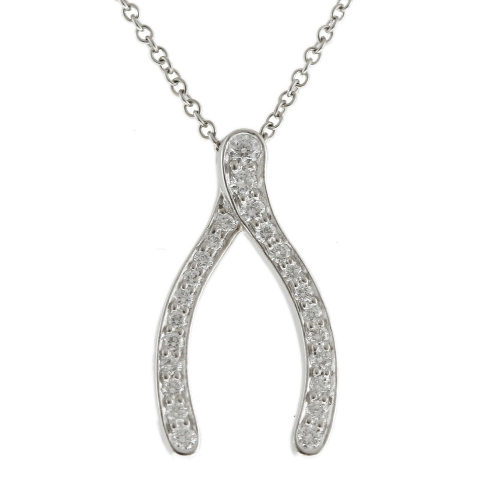 ティファニー ウィッシュボーン ネックレス ティファニー Pt950プラチナ ダイヤモンド レディース TIFFANY&Co. 中古