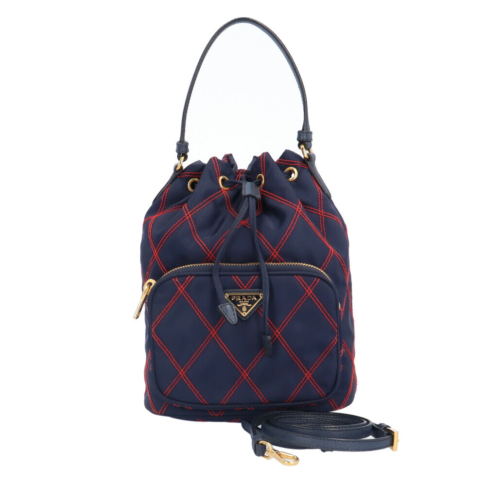 希少◆PRADA/プラダ B6758 ナイロン×レザー 斜め掛け ショルダーバッグ ブラック 美品 プラダ PRADA レザー 巾着 2wayショルダーバッグ
