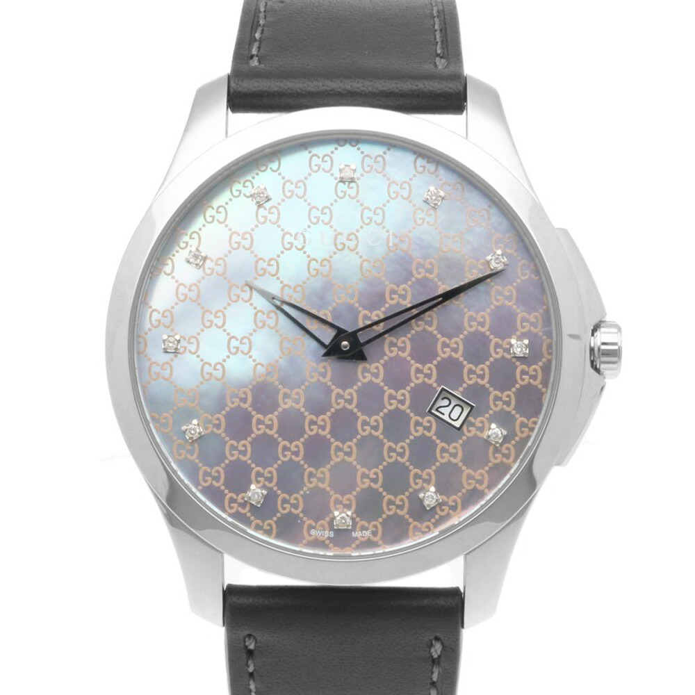 グッチ Gタイムレス 腕時計 時計 グッチ ステンレススチール 126.3 クオーツ メンズ 1年保証 GUCCI 中古シェル文字盤 12Pダイヤ｜Ｒ＆Ｋ　リサイクルキング