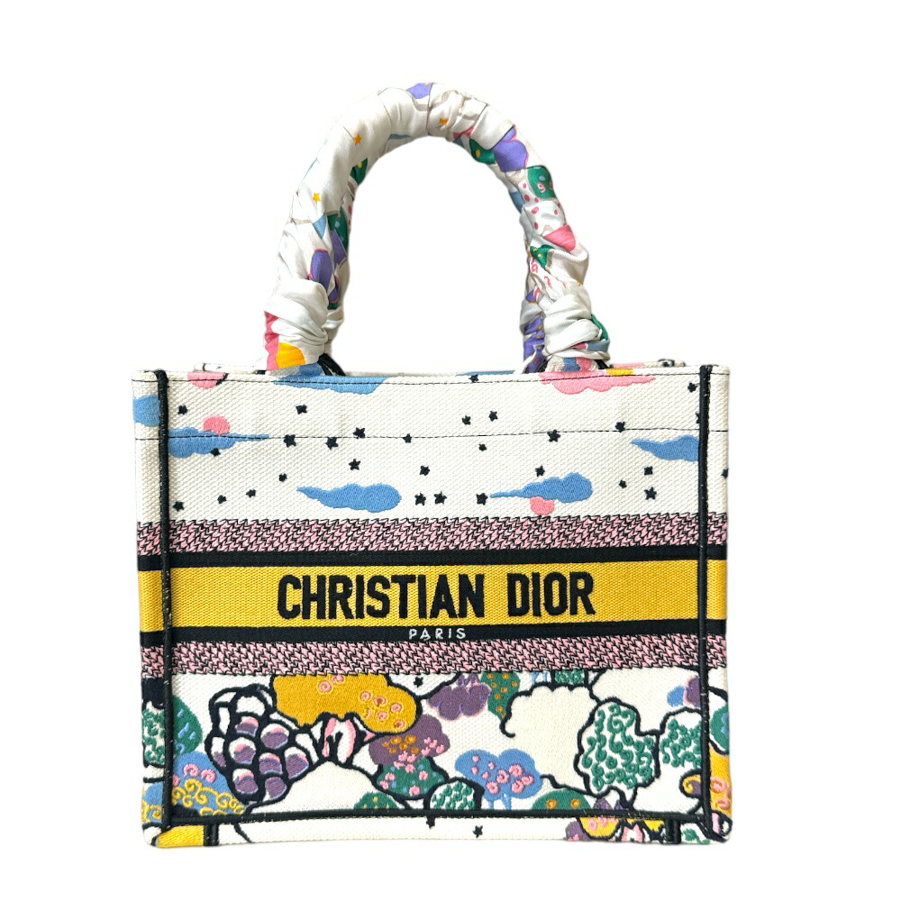 クリスチャンディオール ブックトート スモール トートバッグ クリスチャンディオール キャンバス ホワイト レディース Christian Dior 中古