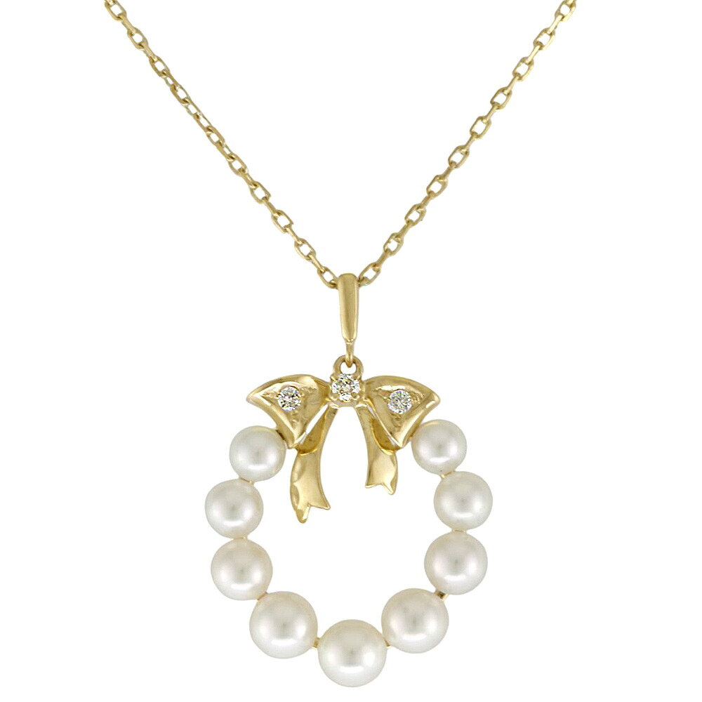 ミキモト ネックレス ミキモト 18金 アコヤパール ダイヤモンド レディース MIKIMOTO 中古