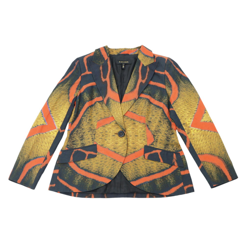 【定価15.6万】エスカーダ ESCADA *ジップアップカラーレスジャケット*36/Sオフホワイトジャージーニット(jk33-2307-136)【52G32】 ESCADA 【定価15.6万】エスカーダ *ジップアップカラーレス