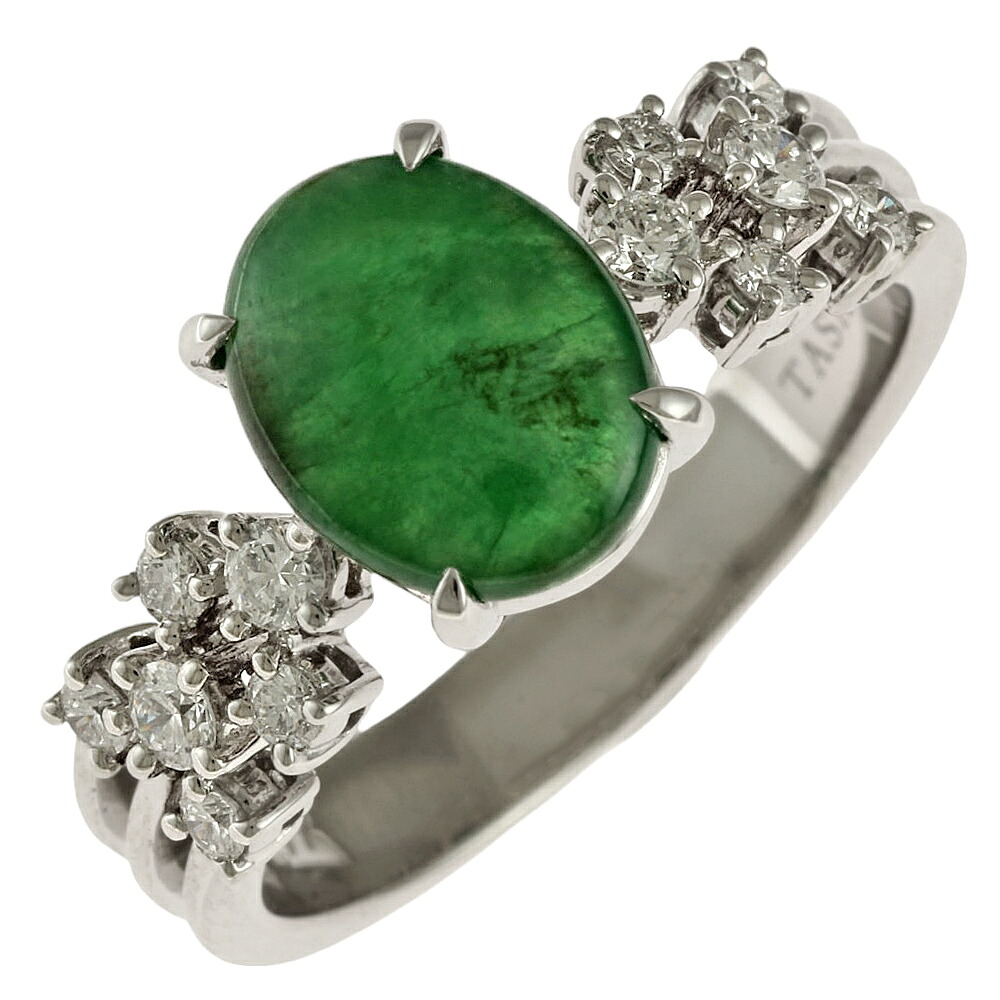 タサキ リング 指輪 タサキ 16号 Pt900プラチナ ヒスイ 1.97ct ダイヤモンド 0.85ct ユニセックス TASAKI 中古JGGL鑑別書 天然ジェダイド