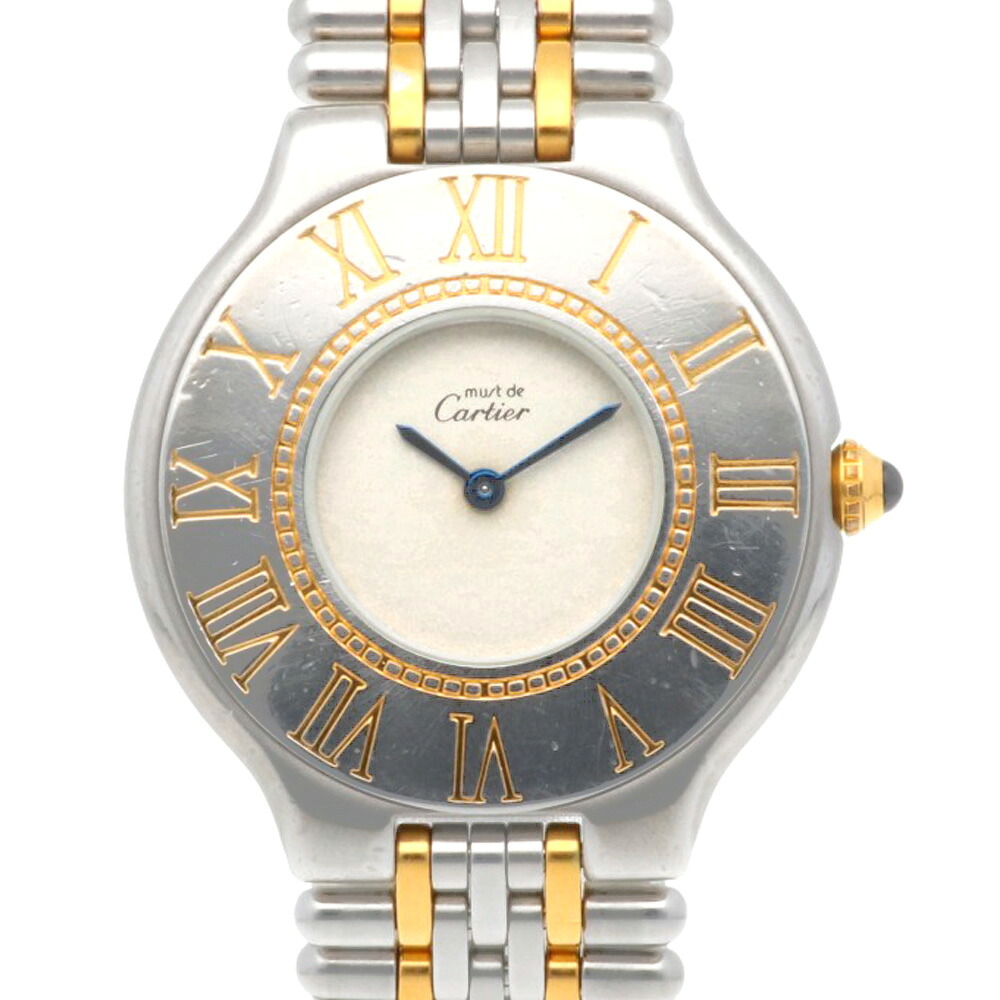 カルティエ マスト21 腕時計 時計 カルティエ ステンレススチール クオーツ ユニセックス 1年保証 CARTIER 中古非防水ワケアリ品
