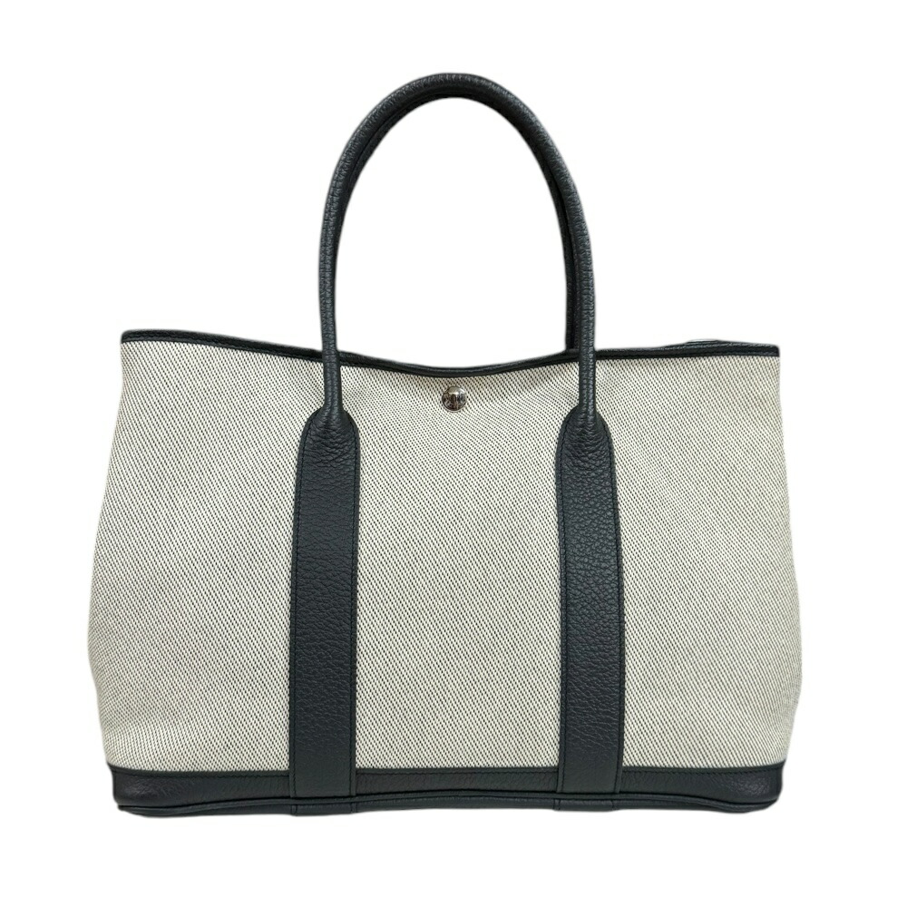 エルメス ガーデンパーティPM ハンドバッグ エルメス レザー ブラック レディース HERMES 中古