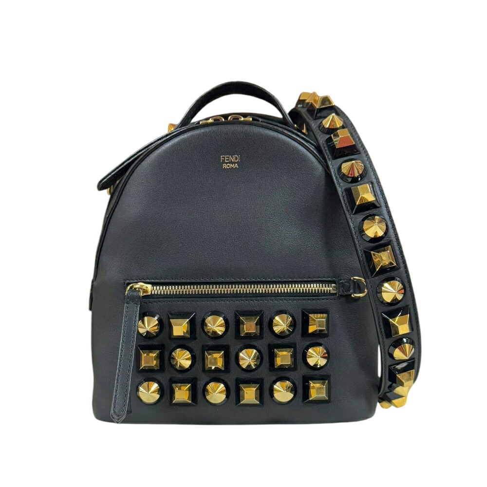 フェンディ ボルサヴィットドルチェスタッズ ショルダーバッグ フェンディ レザー 8BT281 ブラック レディース FENDI 中古2way