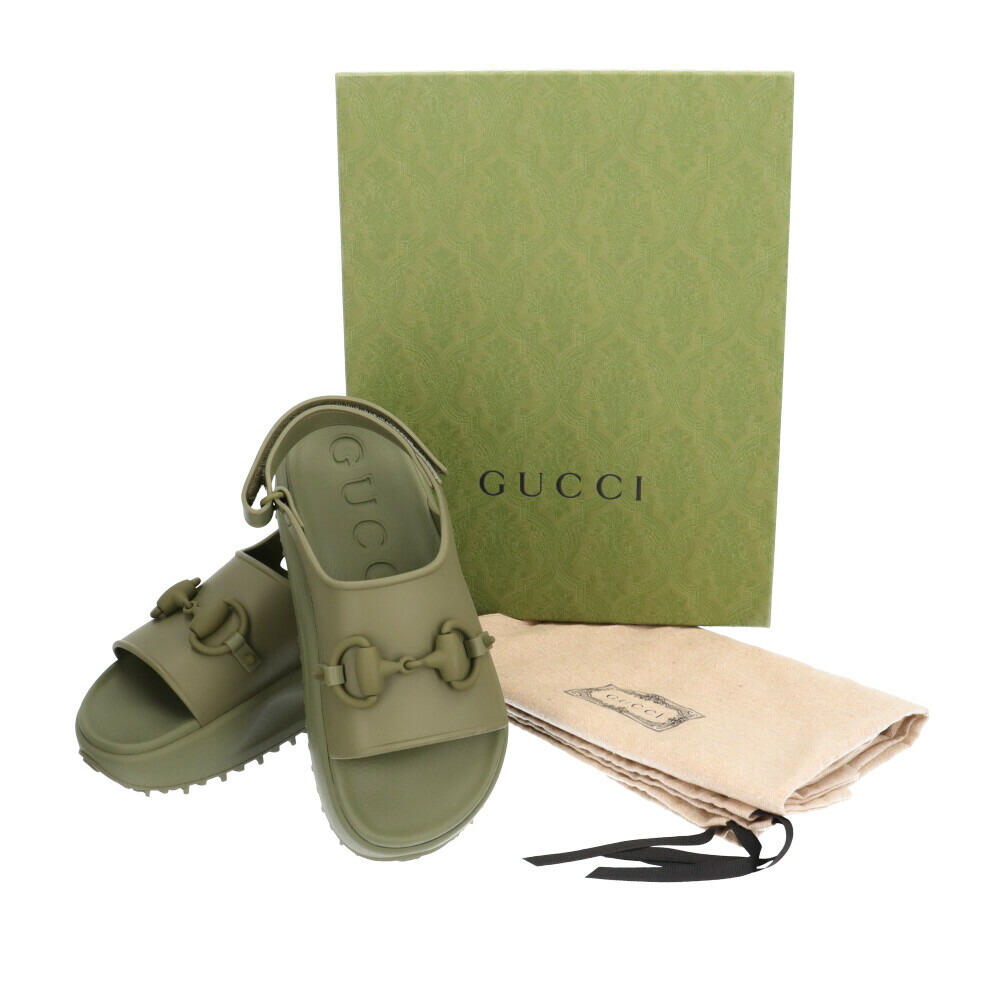 グッチ フラットフォームラバーサンダル ホースビット サンダル グッチ ラバー 747752 メンズ GUCCI 中古