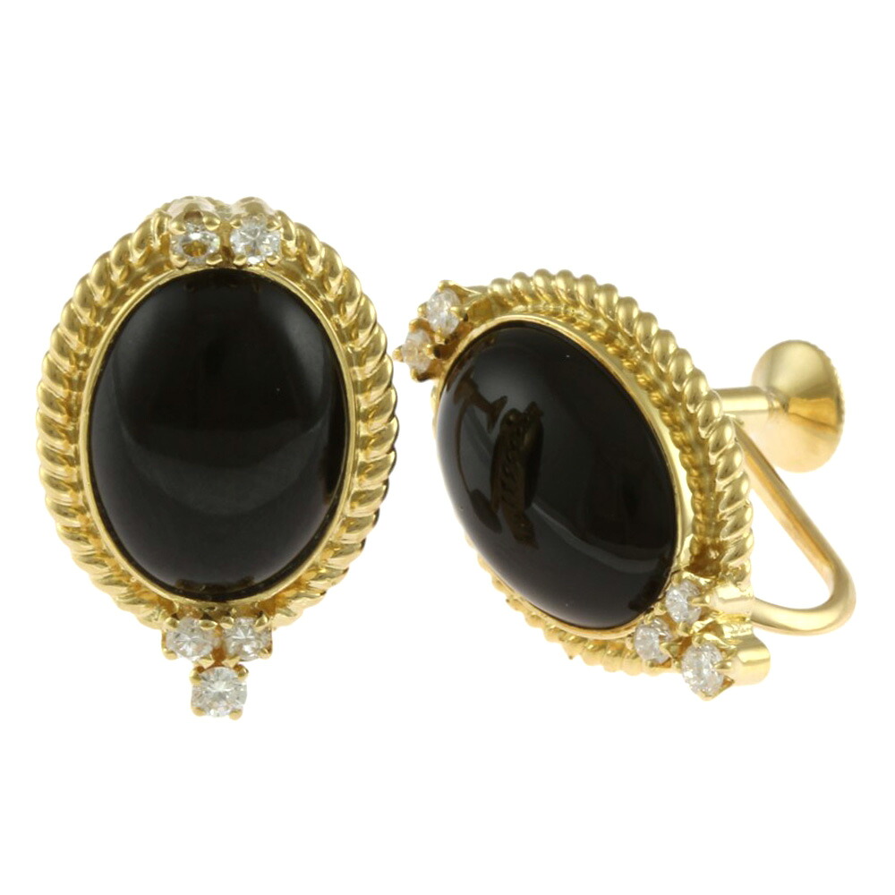 ミキモト イヤリング ミキモト 18金 オニキス ダイヤモンド 0.22ct レディース MIKIMOTO 中古｜Ｒ＆Ｋ　リサイクルキング