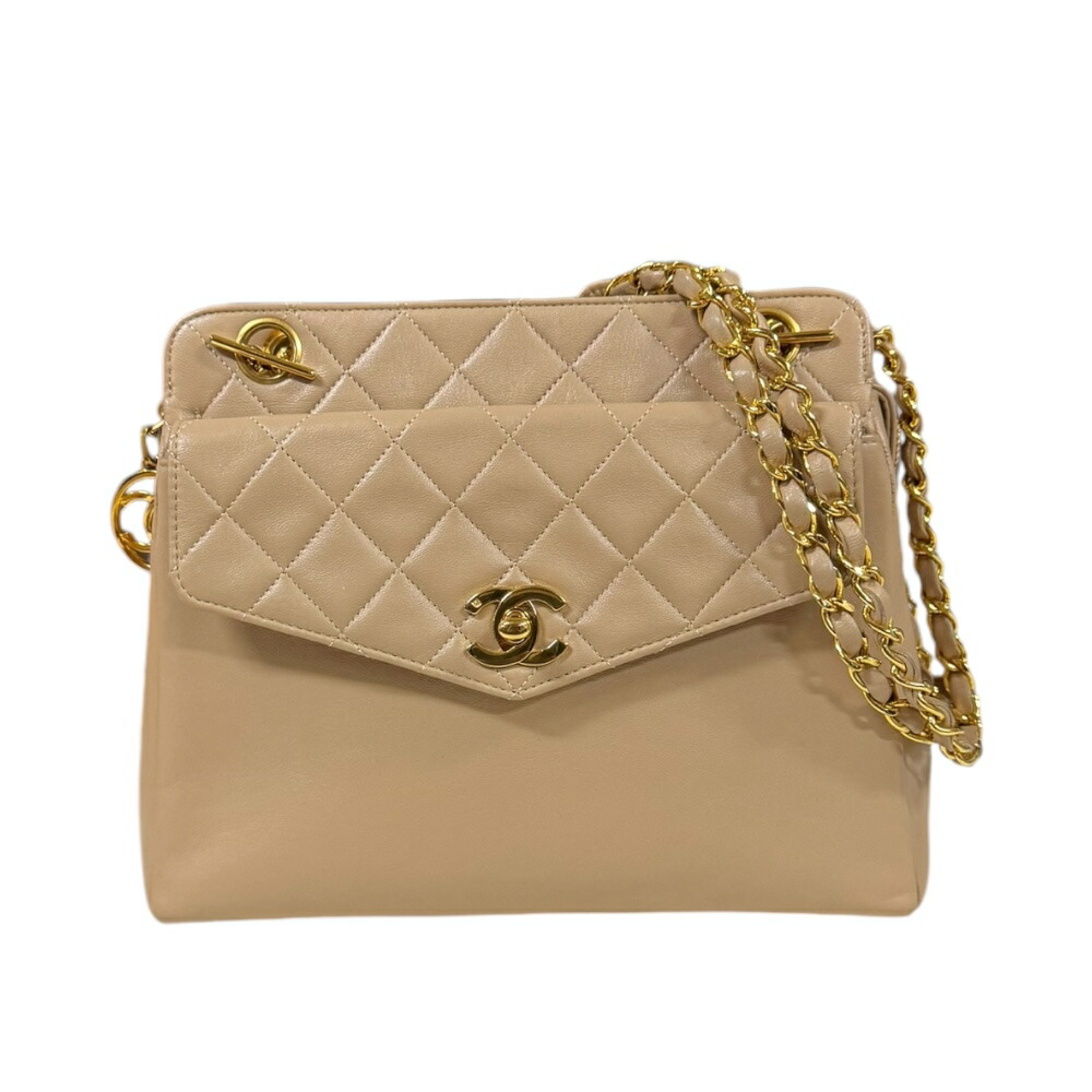 シャネル ショルダーバッグ シャネル ラムスキン ベージュ レディース CHANEL 中古チェーン