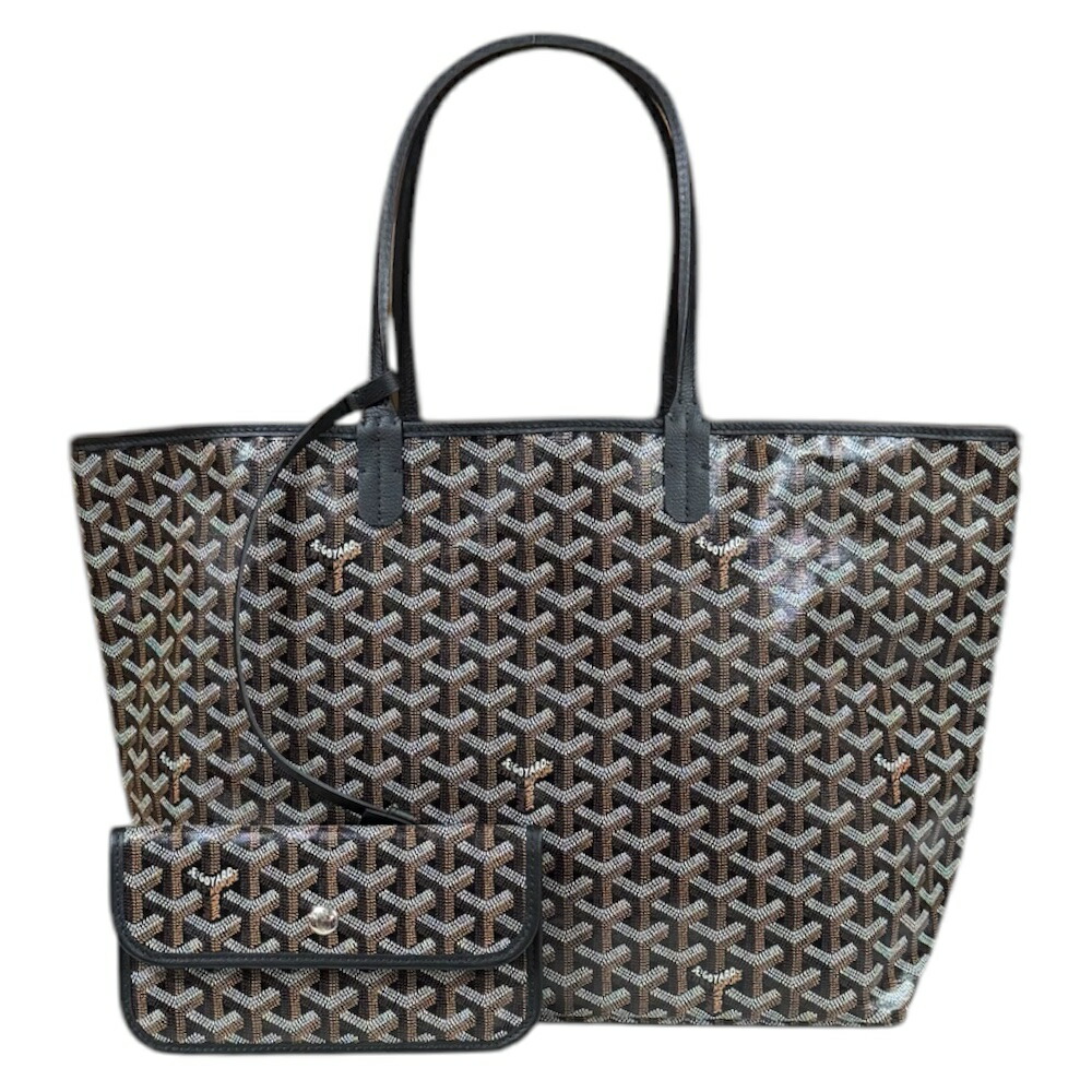 ゴヤール サンルイPM トートバッグ ゴヤール PVCコーティングキャンバス ブラック レディース GOYARD 中古