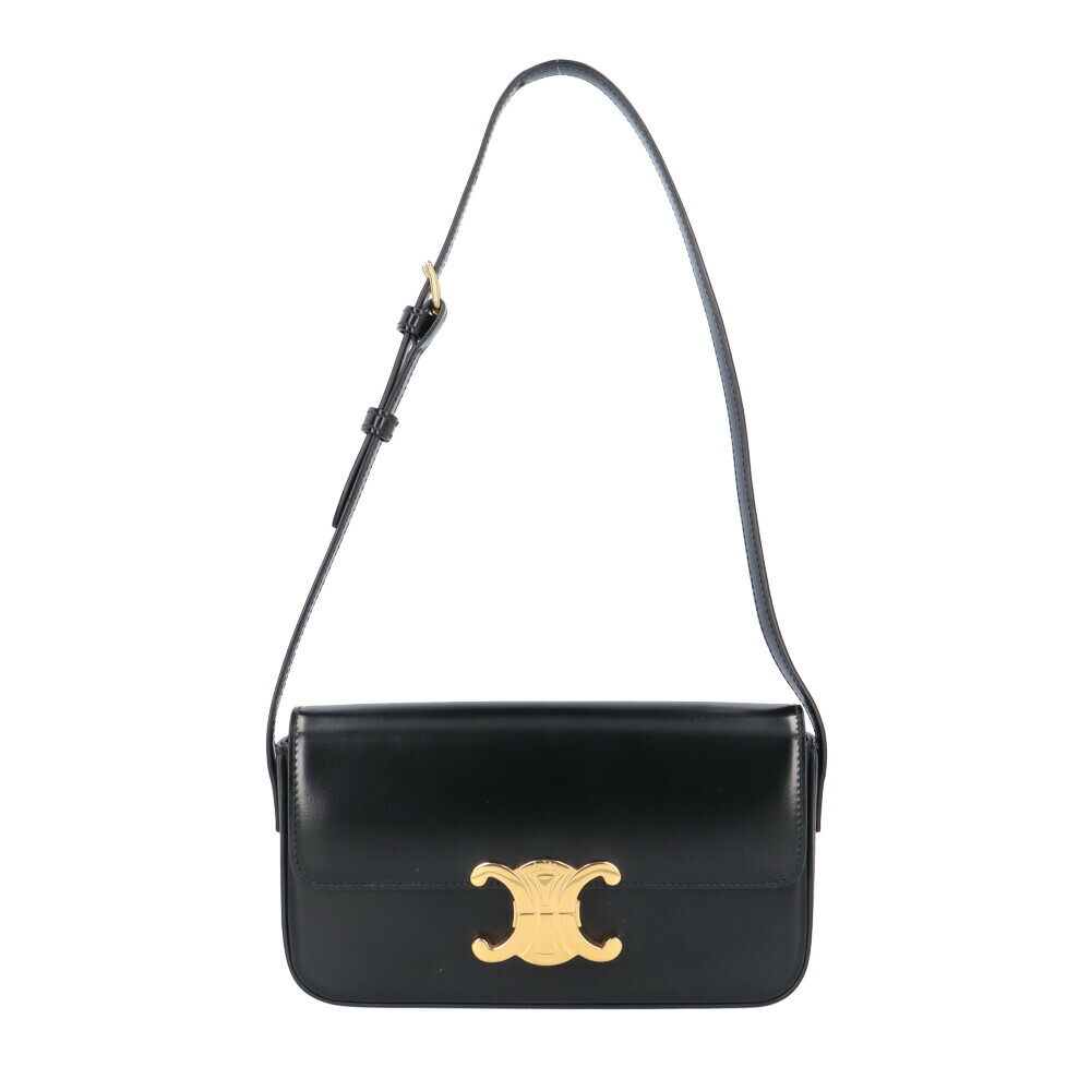 ★CELINE直営店★トリオンフ ミディアム サドルバッグ CELINE トリオンフ キャンバス ミディアム フォルコ バッグ タン