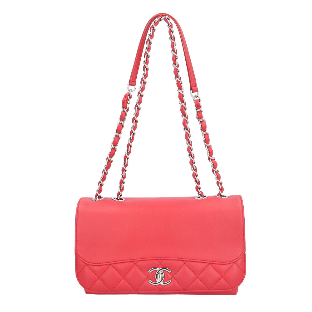 シャネル マトラッセ ショルダーバッグ シャネル レザー レッド レディース CHANEL 中古Wチェーン