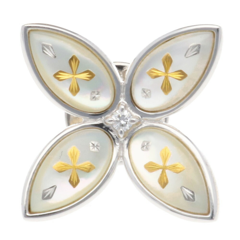 ミキモト ブローチ ミキモト 18金 シェル ダイヤモンド 0.02ct レディース MIKIMOTO 中古2way ペンダントトップ