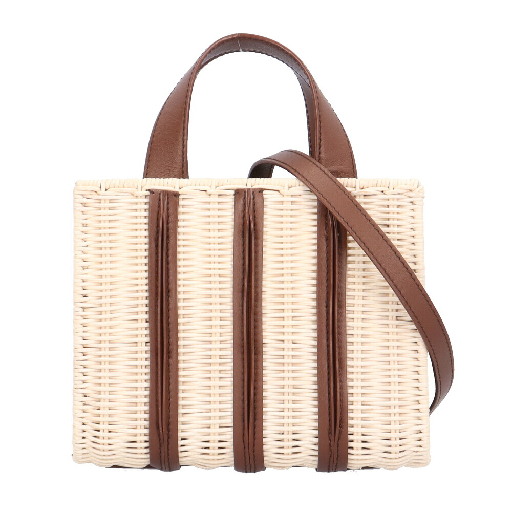 マックスマーラ ホイットニー ショルダーバッグ マックスマーラ 籐 ホワイト レディース MAX MARA 中古2way