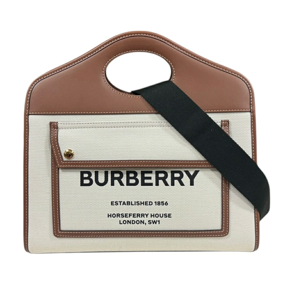 バーバリー 並み並み ロゴタイプ衣嚢 ショルダーバッグ バーバリー 帆布 8036784 ベージュ レディース BURBERRY 中古2way
