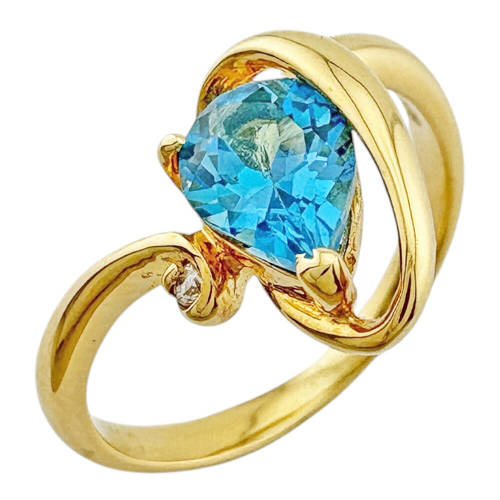 【30%OFF 7/4～7/25】 リング 指輪 8.5号 18金 ブルートパーズ ダイヤモンド 0.01ct レディース 中古｜Ｒ＆Ｋ　リサイクルキング