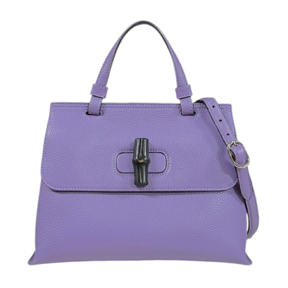 グッチ デイリー バンブー ショルダーバッグ グッチ なめし革 370831 パープル レディース GUCCI 中古2way