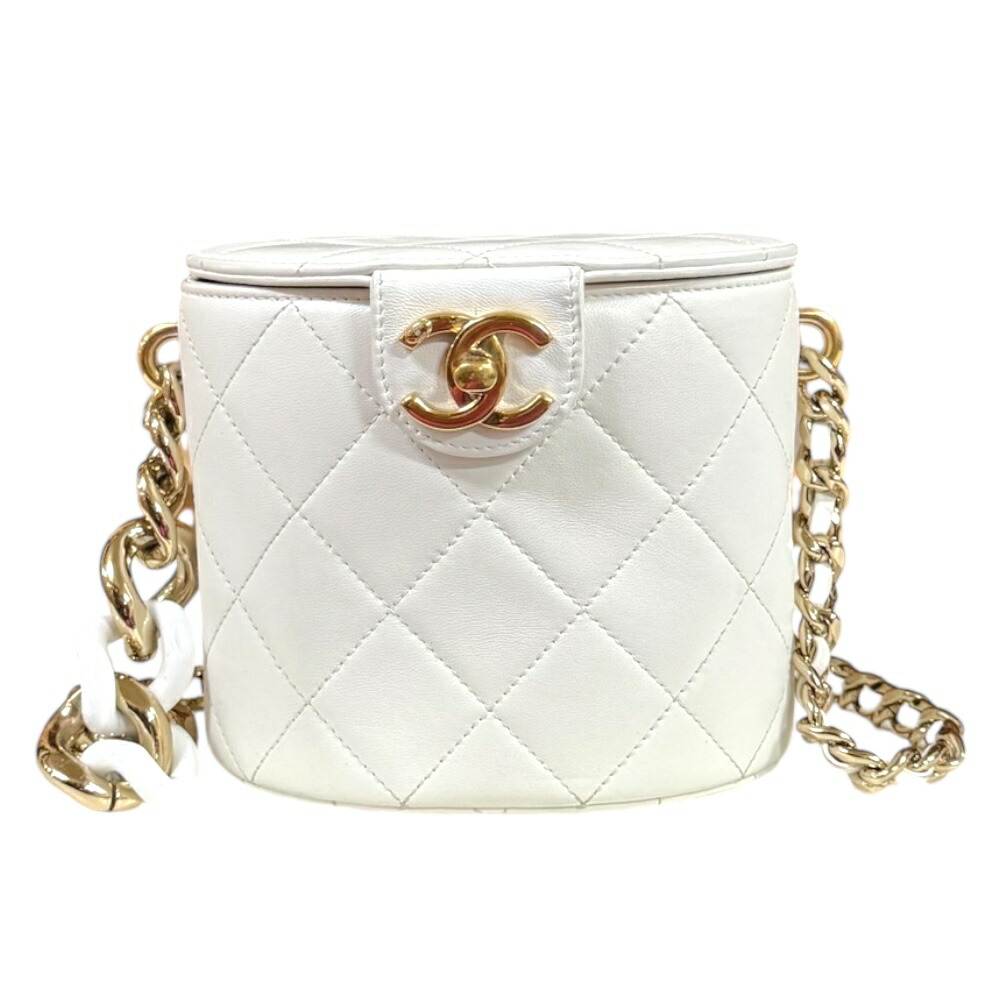 シャネル バニティバッグ マトラッセ ショルダーバッグ シャネル レザー ホワイト レディース CHANEL 中古チェーン