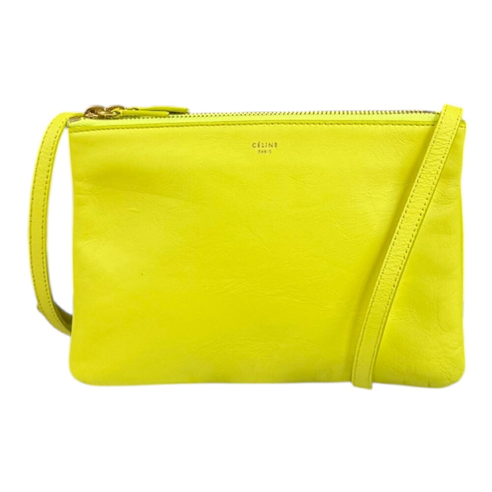 セリーヌ トリオスモール ショルダーバッグ セリーヌ レザー 165113ETA・11YF イエロー レディース CELINE 中古