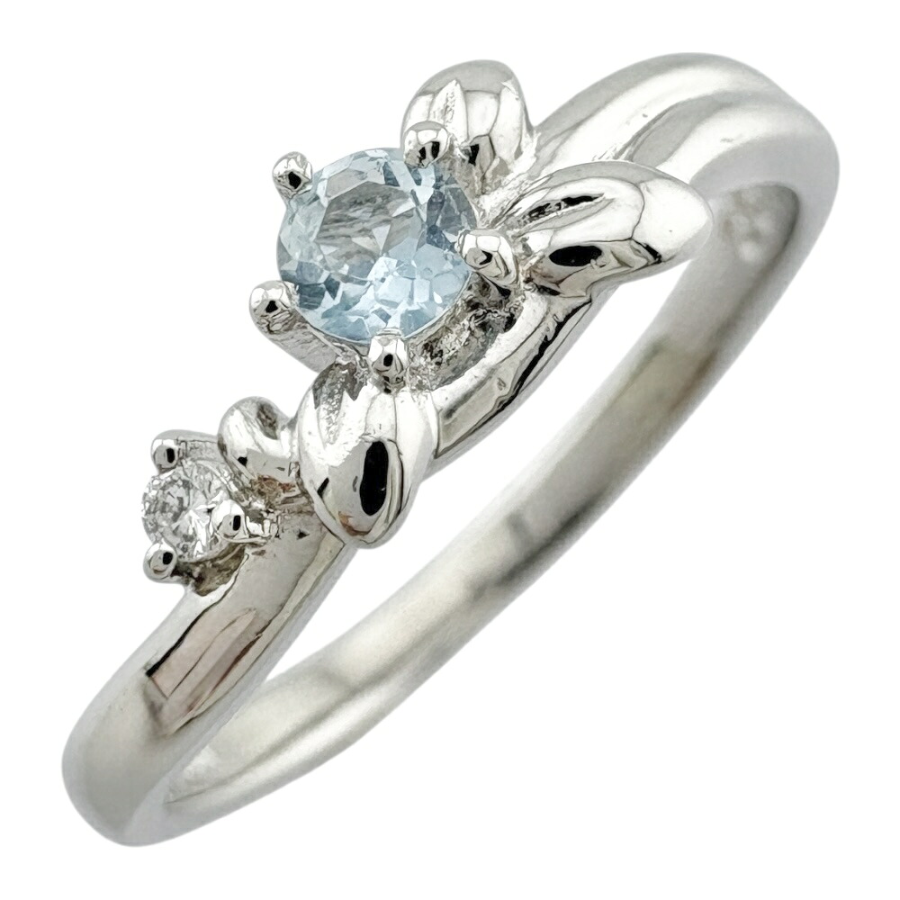 タサキ リング 指輪 タサキ 11.5号 Pt900プラチナ アクアマリン ダイヤモンド 0.01ct レディース TASAKI 中古