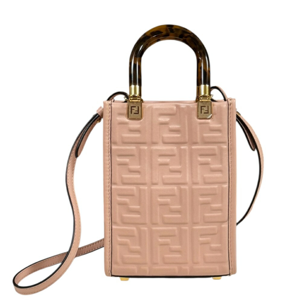 フェンディ サンシャインショッパーミニ ショルダーバッグ フェンディ なめし革 8BS051 サクラ色 レディース FENDI 中古2way