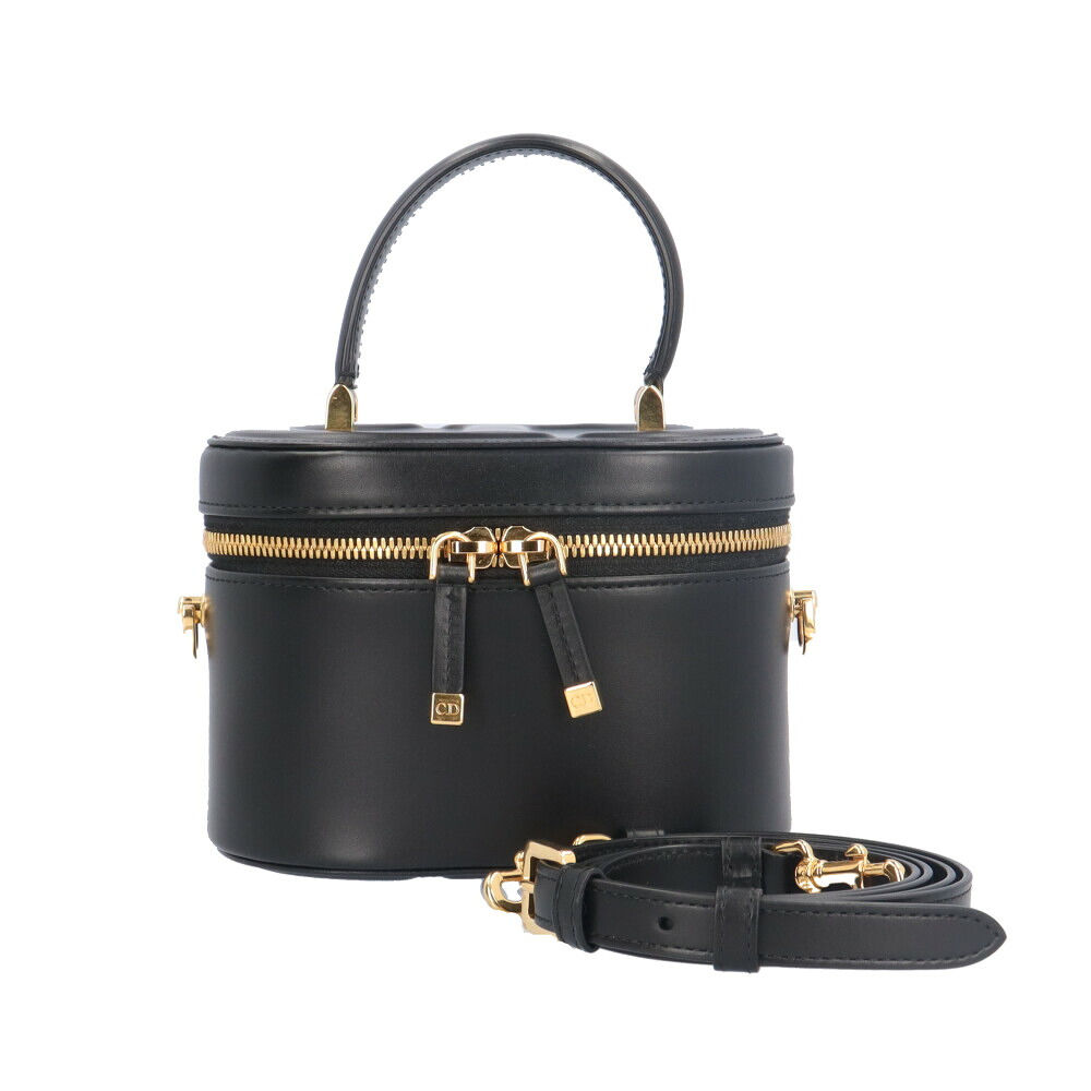 ディオール バニティスモール シグネチャー ショルダーバッグ ディオール カーフ ブラック レディース Dior 中古