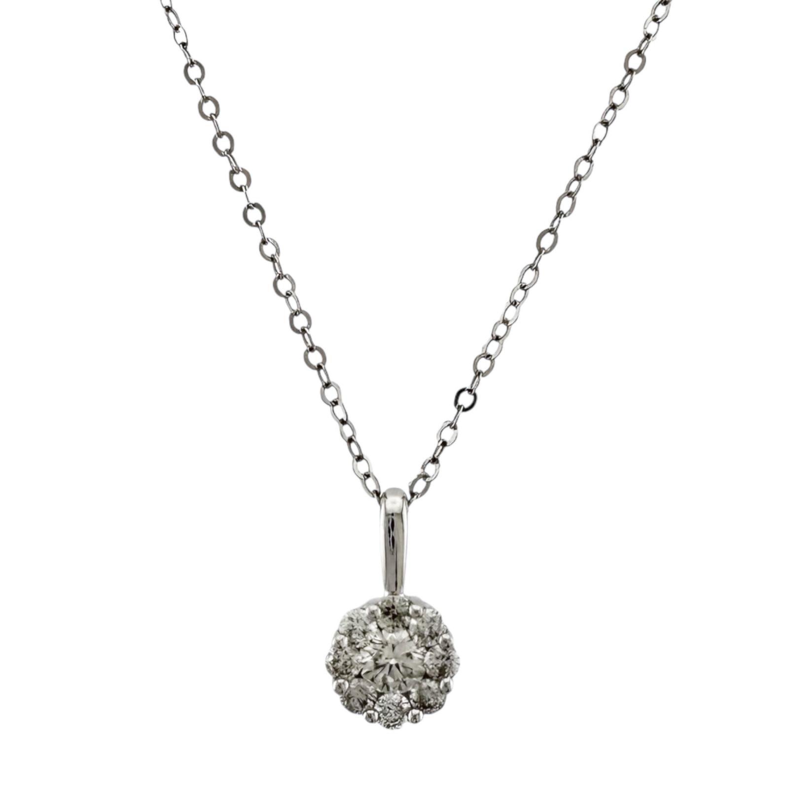 ネックレス 18金 ダイヤモンド 0.2ct レディース 中古