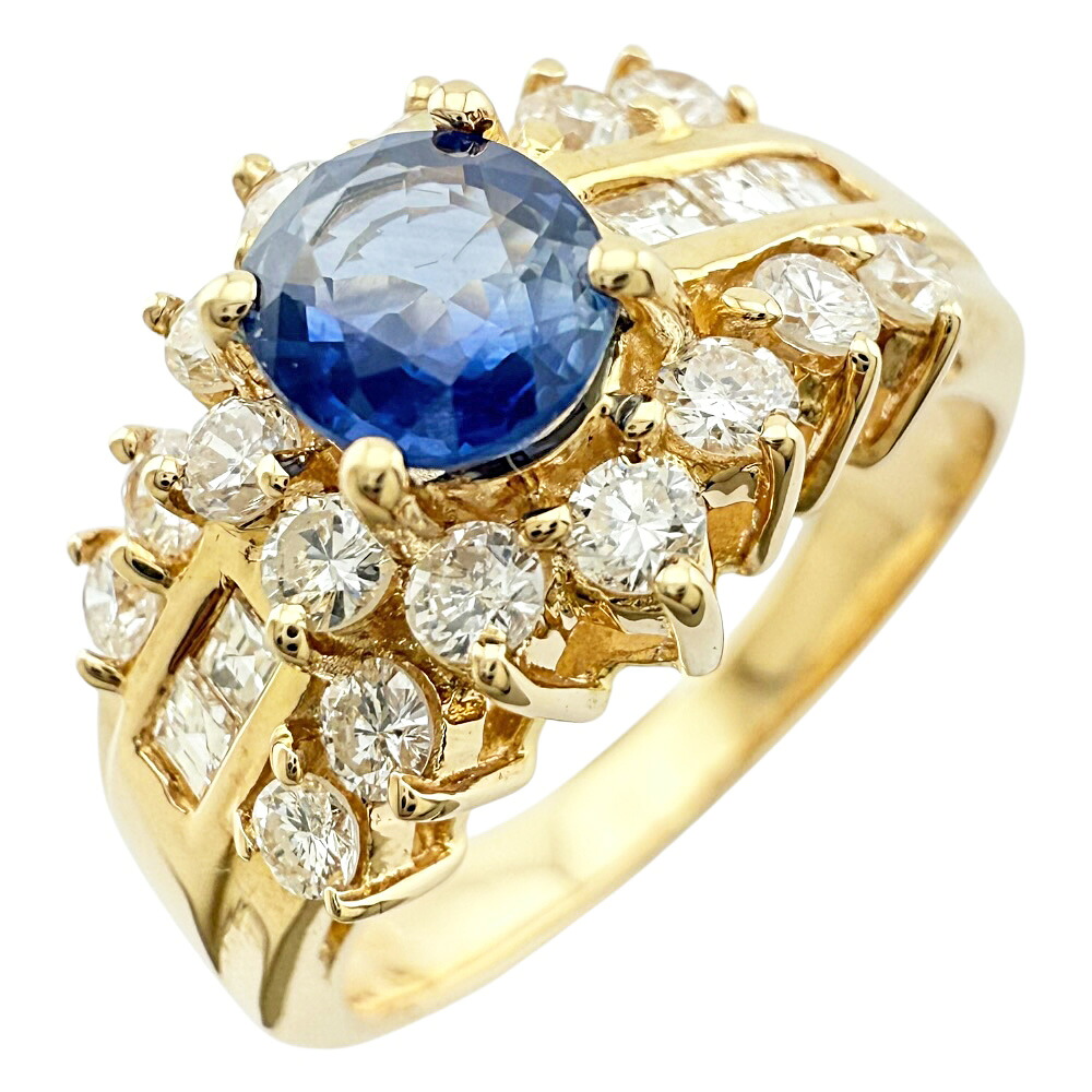 【30%OFF 7/4～7/25】 リング 指輪 13号 18金 ダイヤモンド 0.55ct サファイア 0.79ct レディース 中古｜Ｒ＆Ｋ　リサイクルキング