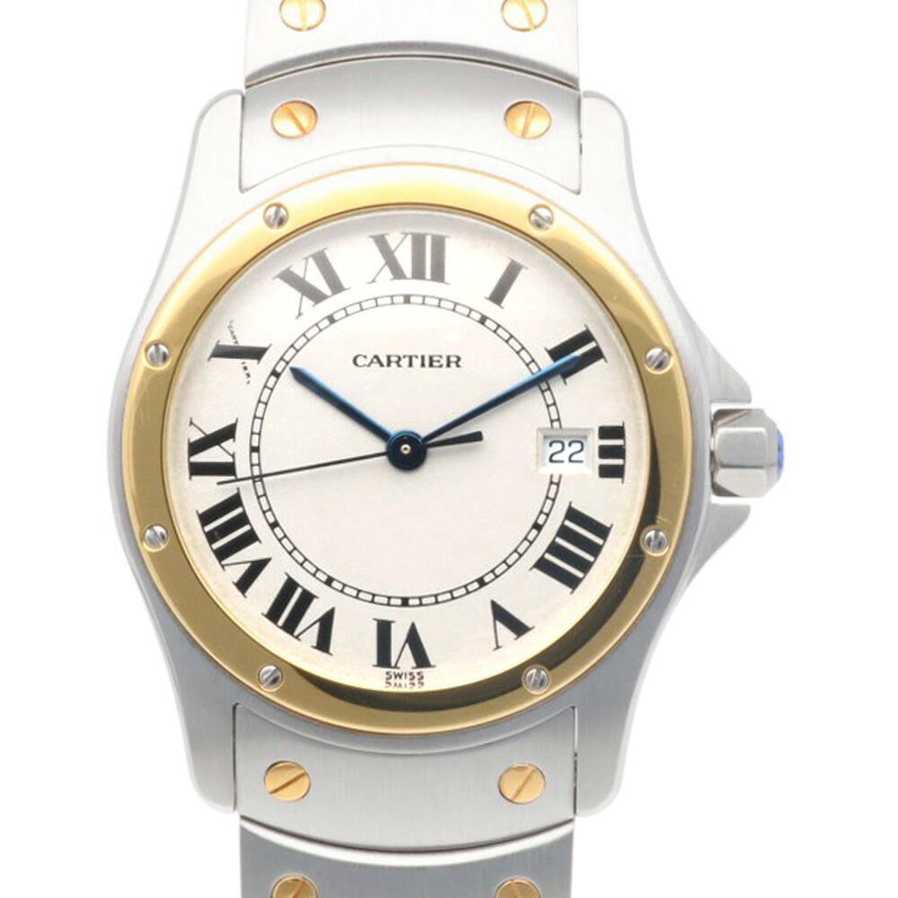 カルティエ サントスロンド 腕時計 時計 カルティエ ステンレススチール 1551 クオーツ ユニセックス 1年保証 CARTIER 中古