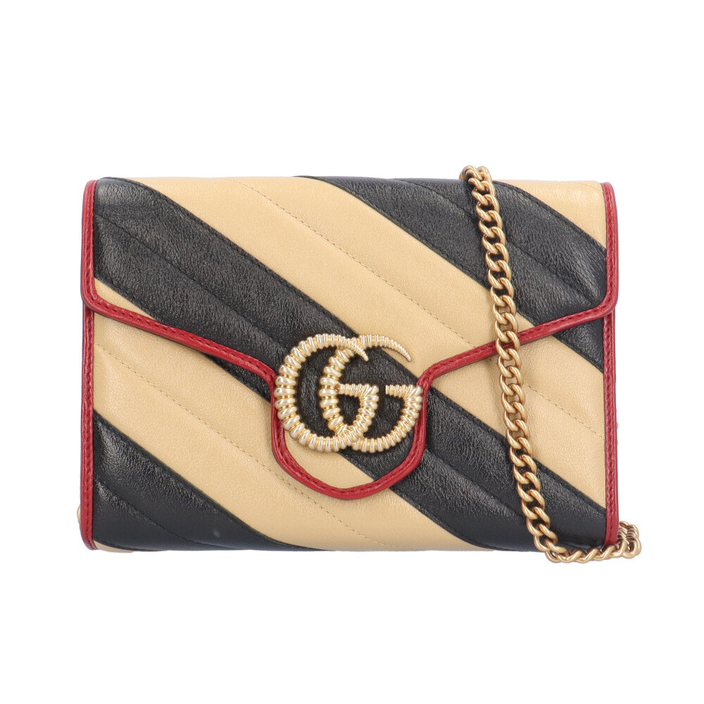 グッチ GGマーモント ショルダーバッグ グッチ なめし革 573807 ベージュ レディース GUCCI 中古チェーンウォレット