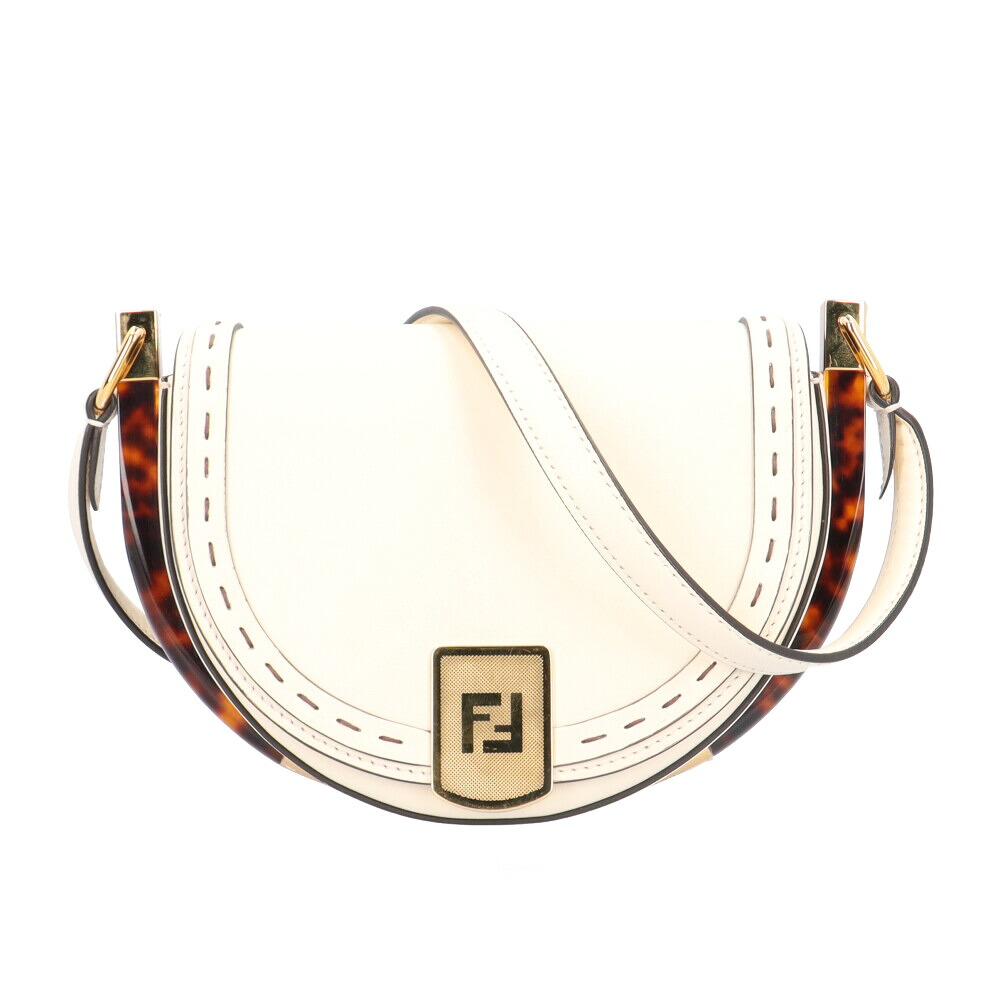 フェンディ ムーンライト ショルダーバッグ フェンディ レザー 8BT346 ホワイト レディース FENDI 中古