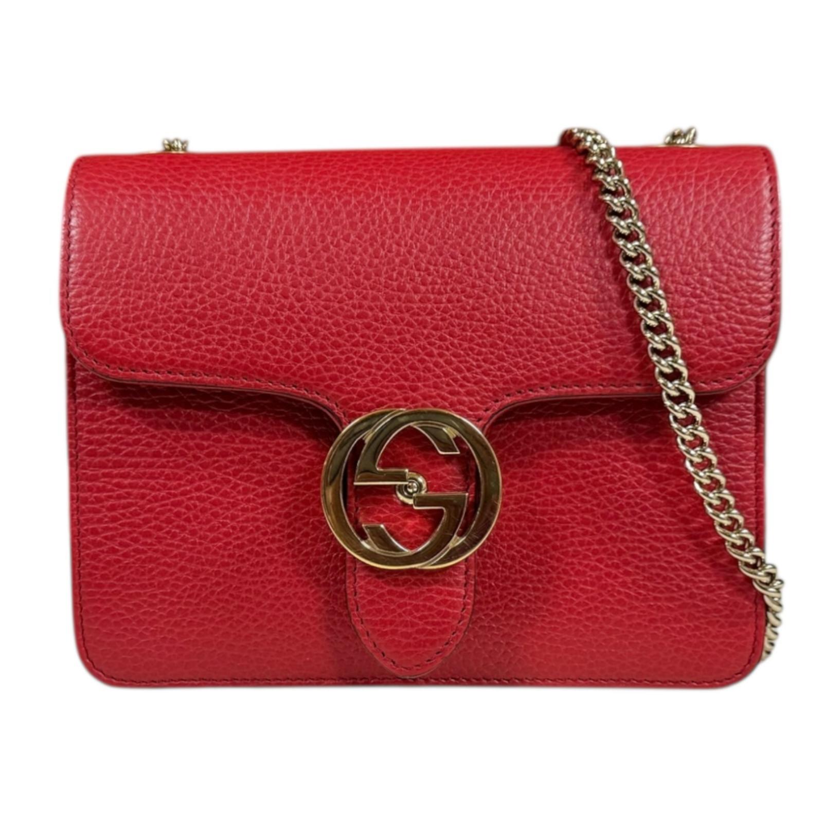 グッチ インターロッキングG ショルダーバッグ グッチ なめし革 510304 赤いこと レディース GUCCI 中古チェーン店