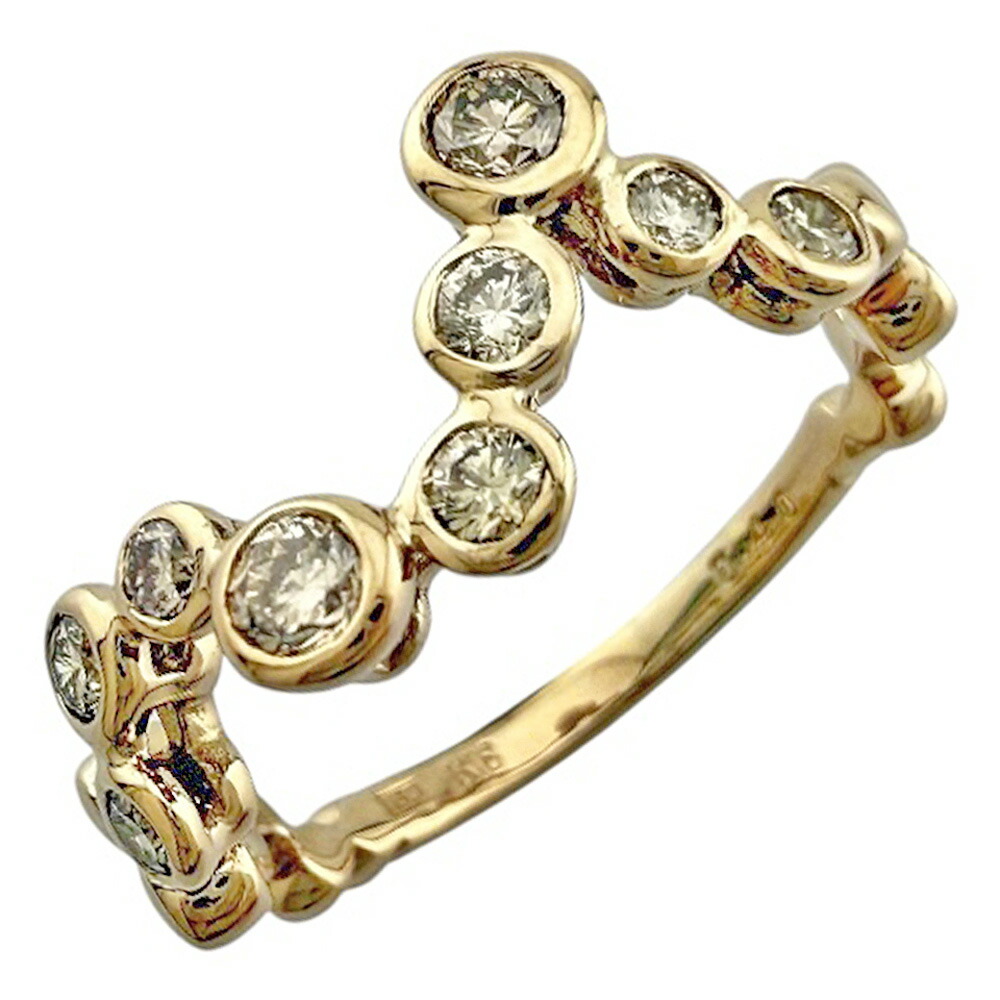 ブラウンゴールド ブラウンダイヤモンド リング 指輪 9.5号 18金 ダイヤモンド 0.40ct レディース 中古ブラウンゴールド ブラウンダイヤモンド
