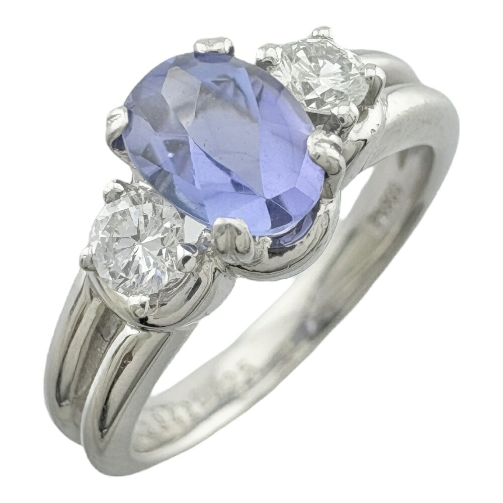 リング 指輪 13号 Pt900プラチナ タンザナイト 0.942ct ダイヤモンド 0.25ct レディース 中古