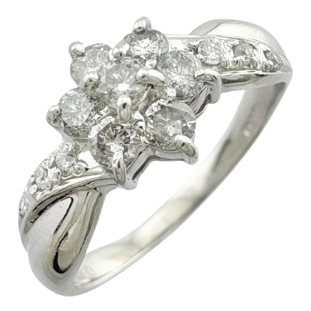 リング 指輪 12号 Pt900プラチナ ダイヤモンド 0.5ct レディース 中古フラワー