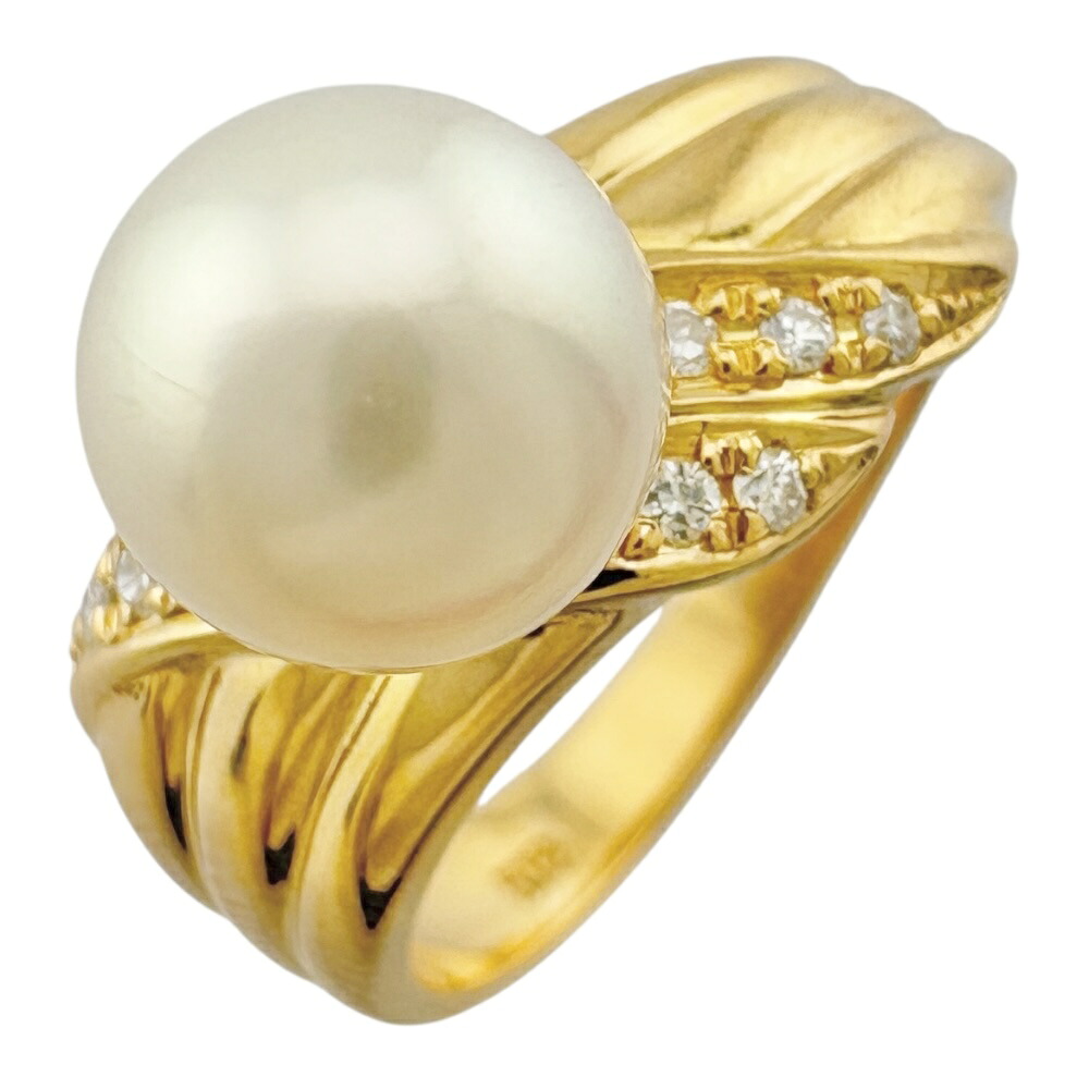 【30%OFF 7/4~7/25】 リング 指輪 11号 18金 アコヤパール ダイヤモンド 0.08ct レディース 中古|R&K リサイクルキング