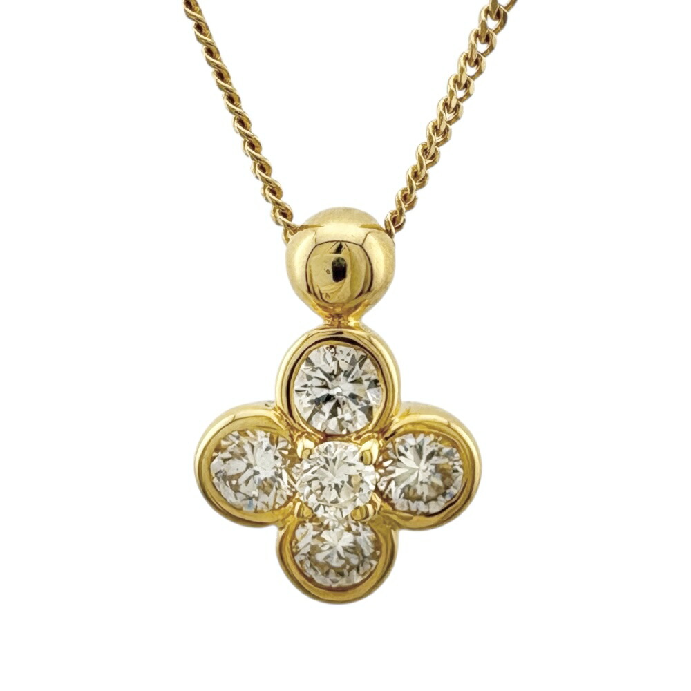 ネックレス 18金 ダイヤモンド 0.5ct レディース 中古フラワー