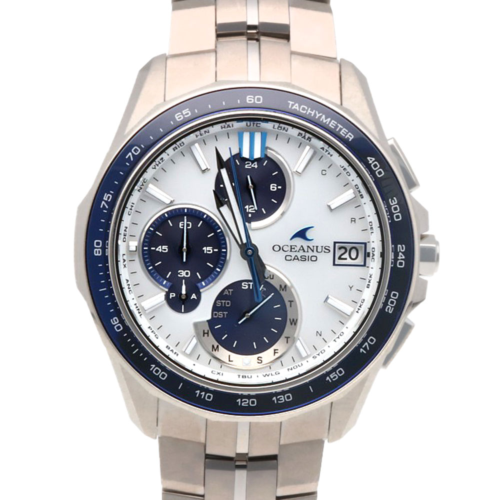 カシオ オシアナス マンタ 腕時計 時計 カシオ チタン OCW-S7000 ソーラー電波時計 メンズ 1年保証 CASIO 中古