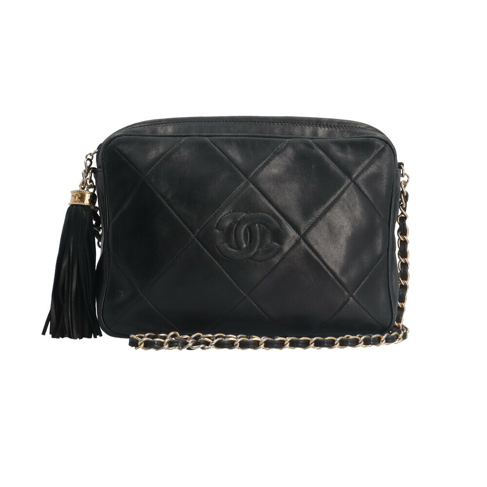 シャネル マトラッセ ココマーク ショルダーバッグ シャネル なめし革 黒いこと レディース CHANEL 中古チェーン店 タッセル