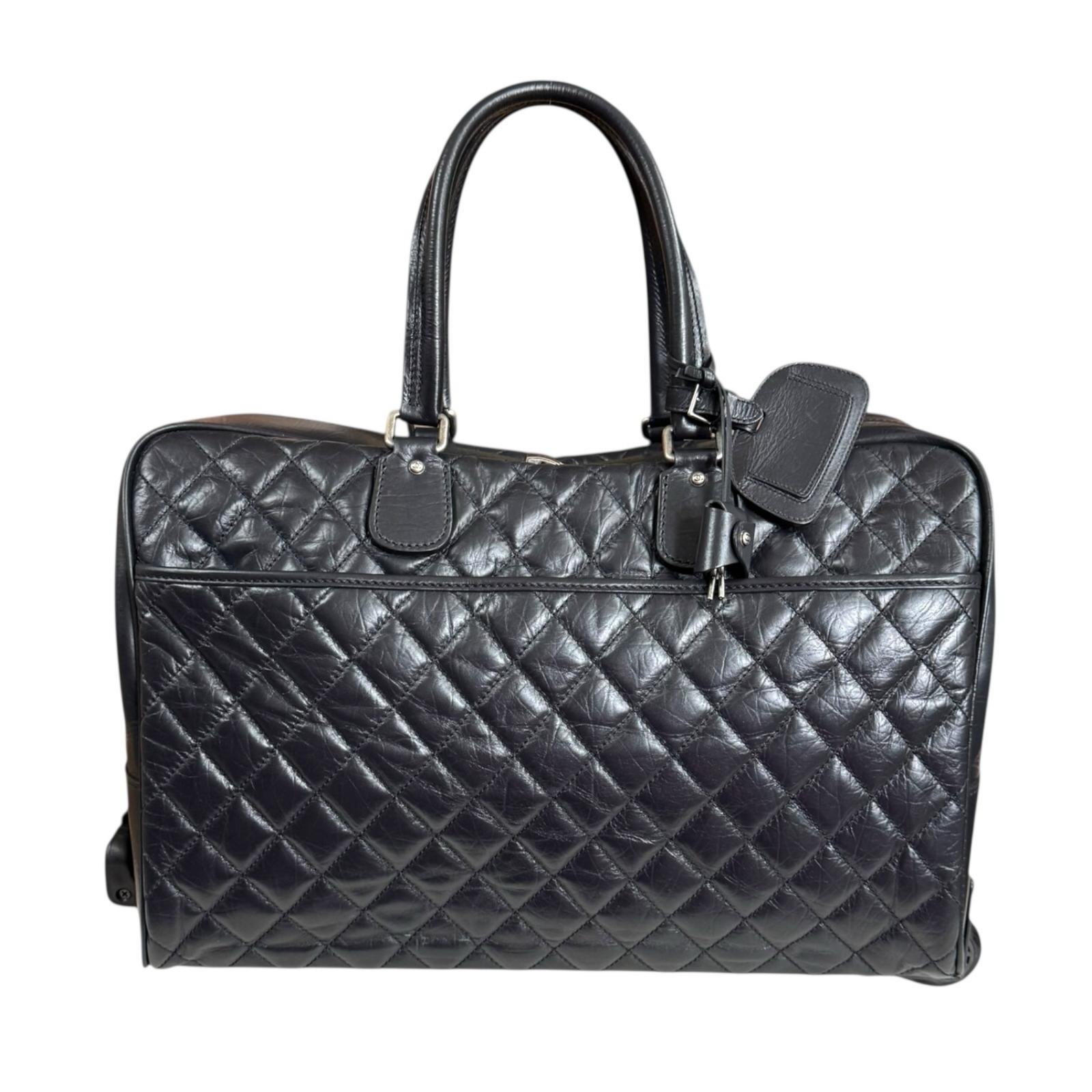 シャネル パリ　ニューヨークライン キャリーバッグ シャネル レザー A32474 ブラック ユニセックス CHANEL 中古